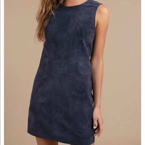 Shifting Sides Navy Suede Shift Dress